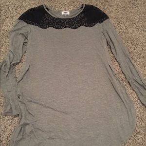 Gray and black lace tunic